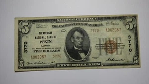 $5 1929 Pekin Illinois IL National Currency Bank Note Bill Charter #3770 VF+++ - Picture 1 of 3
