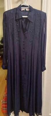 Vestido de mujer bellamente diseñado POEMAS por autoestima azul oscuro abotonado midi Foto 1 de 4