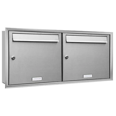 2er Premium Unterputz Edelstahl Briefkasten Anlage Postkasten Fach A4 2x1 - Bild 1 von 3