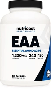 Capsule Nutricost EAA 1200 mg, 120 porzioni, 240 capsule - Aminoacido essenziale - Foto 1 di 5