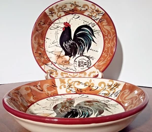 Certified International Le Rooster Pasta Bowls 9" by Geoffrey Allen: Set of 2 - Picture 1 of 5