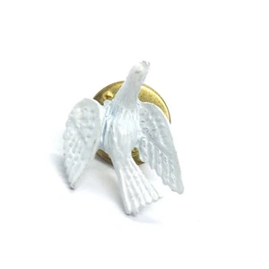 White Dove Lapel Pin Small Peace Bird With Gold Back Religious Symbol Vintage - Picture 1 of 3