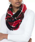 Charter Club Women's Woven Chenille Loop Scarf, Red Black Multi Plaid, One Size