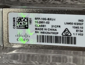 Cisco SFP-10G-BXU-I LC to PC Single-Mode SFP+ Transceiver 10 Gbps. #11-45 - Picture 1 of 3