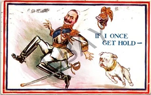 WW1 KAISER BULLDOG IF I ONCE GET HOLD 1915 VINTAGE POSTCARD - Picture 1 of 2