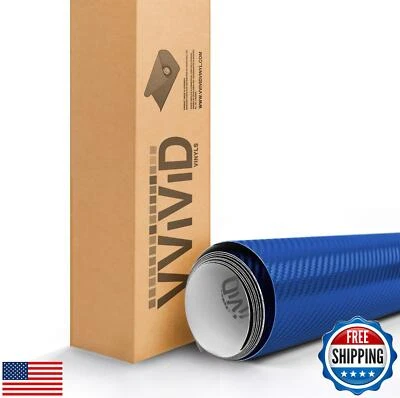 Rollo envolvente de vinilo de fibra de carbono 3D azul eléctrico VViViD® XPO con liberación de aire Te Foto 1 de 4