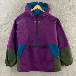LL Bean Vintage Insulated Anorak Jacket Mens 2XL Purple Hooded Pullover Made USA - Picture 1 of 13