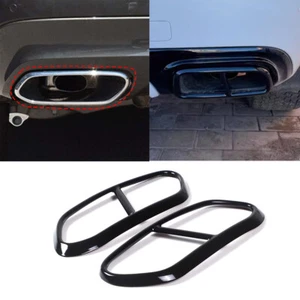 Steel Gloss Black Rear Exhaust Muffler Tail Pipe Cover For Volvo XC60 2018-2021 - Picture 1 of 12