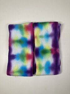 Hand Tie-Dyed Knee High Cotton Socks 34in Rainbow Purple Blue Green Yellow New
