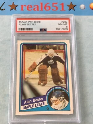 1984 O-Pee-Chee #297 ALAN BESTER Rookie | PSA 8 NM-MT | Maple Leafs RC Toronto - Image 1 of 4