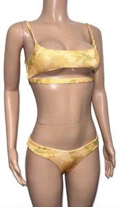forever young orange sublimation 2 Piece Swimsuit thong bikini cutout twist top - Picture 1 of 2