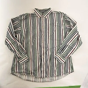 Vintage Trader Bay 90s Striped Button Down Shirt XL 100% Cotton Long Sleeve - Picture 1 of 7