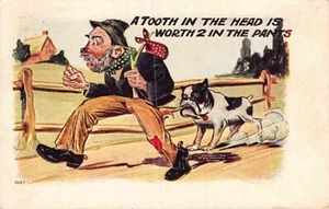 Postcard: Bulldog Chasing and Biting Hobo, DB Posted 1908 - Picture 1 of 2