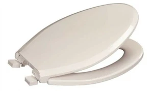 Asiento de inodoro delantero cerrado Premier alargado con cubierta, plástico en blanco - Imagen 1 de 4