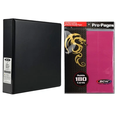 Mini tarjetas de archivo negras álbum BCW 18 bolsillos carga lateral páginas profesionales 50 quilates rosa + 2" Foto 1 de 4