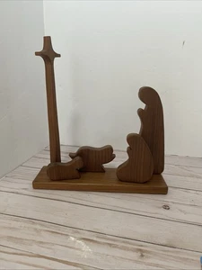 Holz Krippe Shilouette Handarbeit 6 Stück Dübel zum Einschieben Weihnachten - Bild 1 von 13