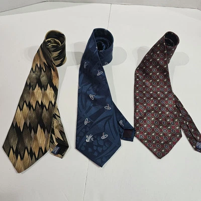 Lote de 3 corbatas de poliéster estampadas Don Loper para hombre hechas en EE. UU. LEER  Foto 1 de 4