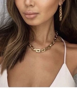 Eddie Borgo Necklace Chain Choker Excellent Condition Gold Tone - Picture 1 of 4