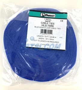 Correas de gancho y bucle Panduit HLS-75R6 Tak-Ty, rollo de 3/4" x 75 pies, azul ~STSI - Imagen 1 de 3
