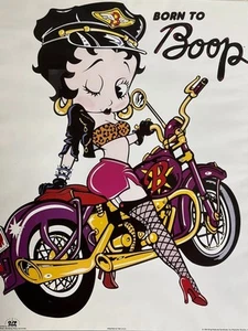 Vintage Betty Boop On Motorcycle Poster 1993 Born To Boop Biking Betty READ - Picture 1 of 12