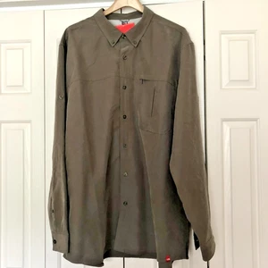 The North Face men's long sleeve shirt XLT tekware green zip pocket modal polyes - Picture 1 of 4