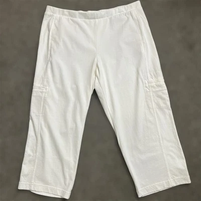 Pantalones cargo J. Jill grandes para mujer blancos tiro alto recortados playa algodón Foto 1 de 4