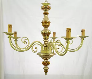 CLASSICO LAMPADARIO LED ANTICO ART.400 FERRO BATTUTO LEGNO ARTE FIORENTINA NUOVO - Foto 1 di 2