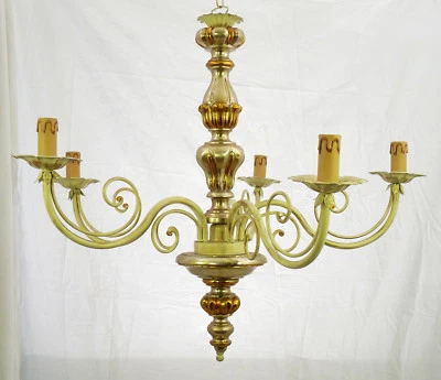 CLASSICO LAMPADARIO LED ANTICO ART.400 FERRO BATTUTO LEGNO ARTE FIORENTINA NUOVO - Immagine 1 di 2