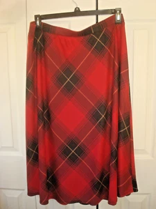 Ladies Plus Plaid Skirt Red Laaura Scott Size 1X Nwt - Picture 1 of 2