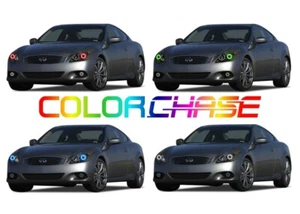 Color Chasing LED Headlight Flow Halo kit for Infiniti G37 08-13 - Picture 1 of 10