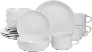 10 Strawberry Street Wazee Matte Coupe Dinnerware Pack of 16, White - Picture 1 of 12