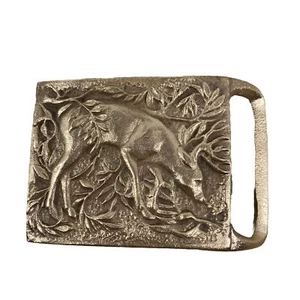 Vintage Tech Ether Guild Whitetail Buck Solid Brass Gürtelschnalle 1975 Deer Hunter - Bild 1 von 11