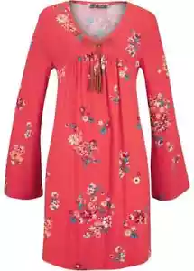 TRAUMHAFTES KLEID IN AHORNROT BEDRUCKT IM SUPER DESIGN GR.40/42 NEU -5382 - Bild 1 von 1