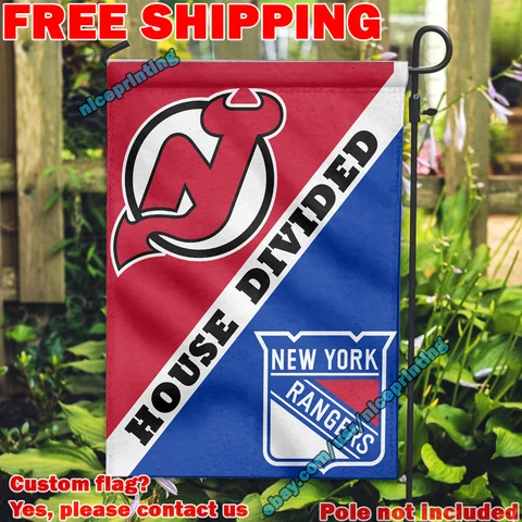 New Jersey Devils vs. New York Rangers House Divided Garden Flag 12x18" NHL 2022 Cover
