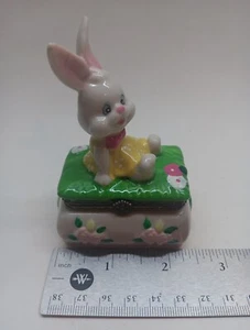 Girl Bunny Hinged Trinket Pill Box Easter Rabbit Includes Free Shipping - Picture 1 of 8
