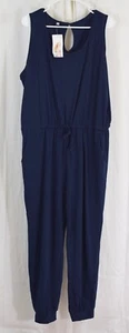 PRETTYGARDEN Women's Sleeveless Drawstring Elastic Waist Jumpsuit Blue Size 2XL - Picture 1 of 3