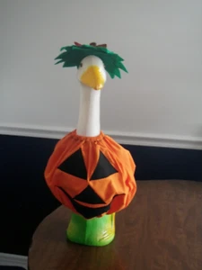 Goose clothes outfit - Pumpkin costume w/leaf hat for lg 24-27" goose - Picture 1 of 4