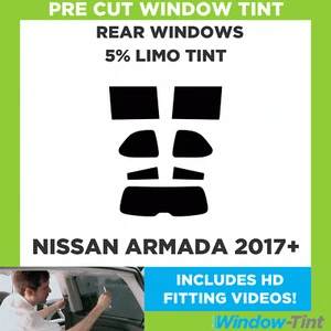 For Nissan Armada 2017+ Pre Cut Window Tint Rear 5% Limo Black Film - Picture 1 of 9