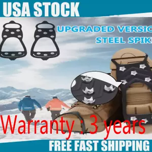 Ice Snow Anti Slip Spikes Grips Grippers Crampons Cleats For Hike Shoes Boot M/L - Picture 1 of 7