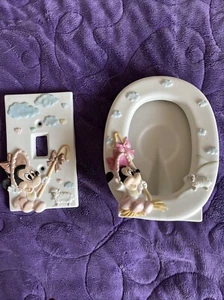Vintage Disney Minnie Mouse Single Switch Plate Cover Porcelain Infant Frame - Picture 1 of 9