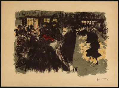 Firmada a mano por Pierre Bonnard, litografía original “Place le soir”, con certificado de autenticidad. Foto 1 de 4