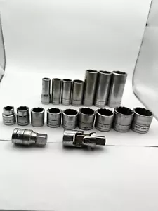 Vtg 18 Piece S-K Tools Socket Set SAE 3/8" Drive 6 & 12 Point Deep & Standard - Picture 1 of 14