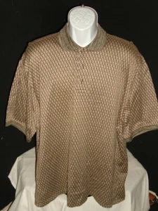 MADE IN TURKEY GIANNI SPORT BEIGE/BLK/WHT GEO DESIGN 100% COTTON S/S POLO SZ. L - Picture 1 of 8