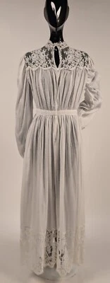 BEAUTIFUL 1970’S THINNEST WHITE COTTON + LACE PEIGNOIR ROBE  - Image 1 of 4