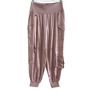 Cinq A Sept Pink Satin Cargo Jogger Pants L Baggy Grunge Festival Streetwear - Bild 1 von 18
