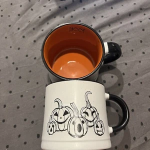 TK Maxx Homesense Halloween White Pumpkin Boo Mug Set Pair - Picture 1 of 7