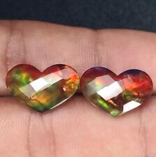 Exquisite Ammolite Doublet Heart Shape Checkerboard Loose Gemstone 11 x 18 MM