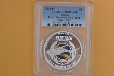Moedas de prata 2018 Star Trek Discovery PCGS PR70 (Burnham e NCC) + vitrine - Imagem 1 de 4