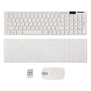 Kabellose Schlanke WeißE Tastatur + Kabelloses Optisches Maus-Set für PC un6893 - Photo 1/7
