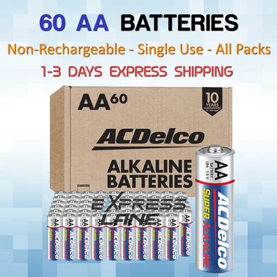 ACDelco 60 AA Double Batteries Super Alkaline Battery lot 1.5V Home Any device - Image 1 of 3